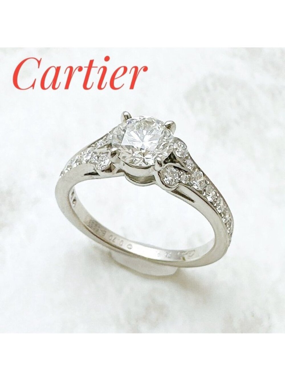 Cartier Ballerina Solitaire Diamond 0.70 Platinum Ring 50 10